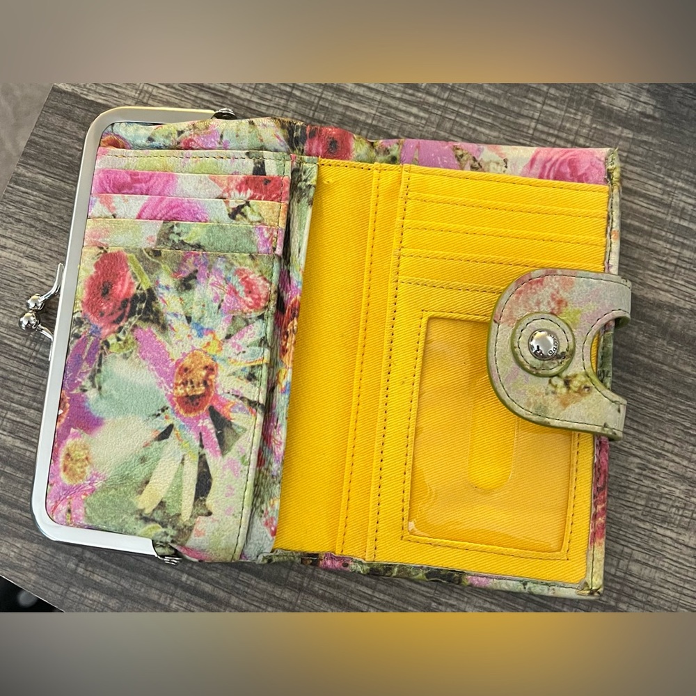 HOBO Pink Floral Kiss-Lock Wallet with Green Accents - Picture 3 of 8